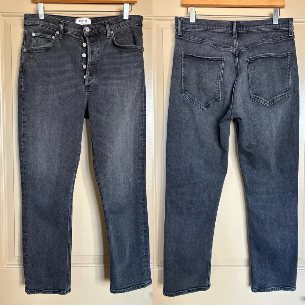 AGOLDE Riley High Rise Straight Crop Jeans in Panoramic Wash Stretch 31